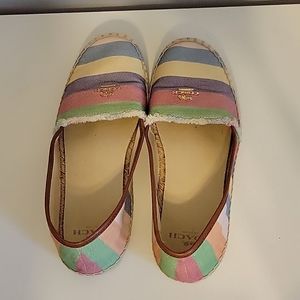 Coach 'Joanie' striped slip on shoes, Size 6.5